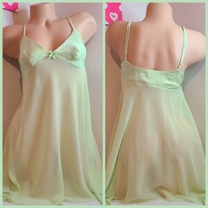 VTG 90s Victoria's Secret Satin Chiffon Tinkerbell Babydoll Chemise Size Sm